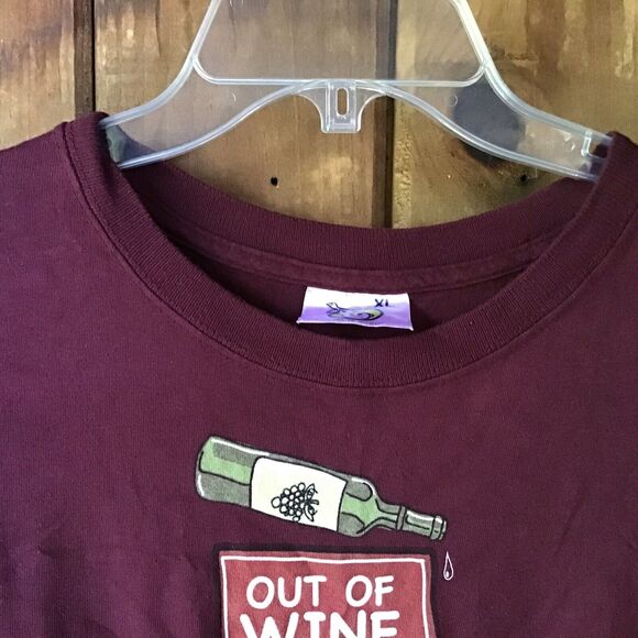 Life Is Crap T Shirt Size XL Out Of Wine Burgundy Graphic Short Sleeves Humor - Picture 3 of 8